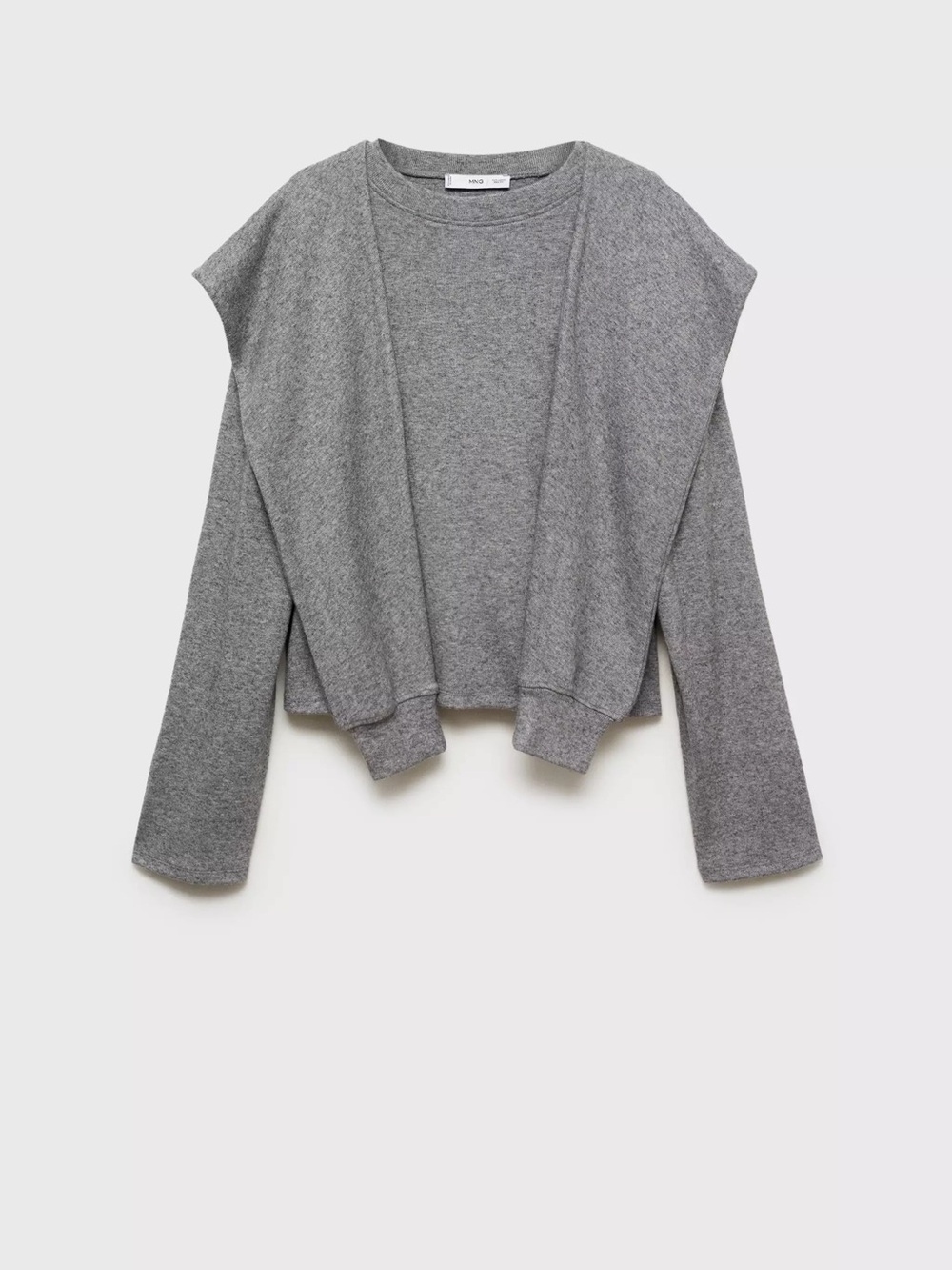 Mango Grey Sweatshirt With Decorative Sleeves